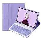 For iPad Pro 11 2024 A13B Lambskin Texture Bluetooth Touch Keyboard Leather Tablet Case with Pen Slot(Lilac Purple) - 1