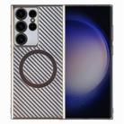 For Samsung Galaxy S24 Ultra 5G 6D Plated Carbon Fiber Clear Magsafe PC Phone Case(Titanium Grey) - 1