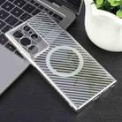 For Samsung Galaxy S23 Ultra 5G 6D Plated Carbon Fiber Clear Magsafe PC Phone Case(Starlight Silver) - 2