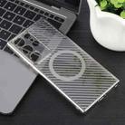 For Samsung Galaxy S23 Ultra 5G 6D Plated Carbon Fiber Clear Magsafe PC Phone Case(Titanium Grey) - 2