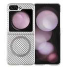 For Samsung Galaxy Z Flip5 6D Plated Carbon Fiber Clear Magsafe PC Phone Case(Starlight Silver) - 1