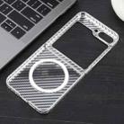 For Samsung Galaxy Z Flip5 6D Plated Carbon Fiber Clear Magsafe PC Phone Case(Starlight Silver) - 3