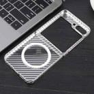 For Samsung Galaxy Z Flip5 6D Plated Carbon Fiber Clear Magsafe PC Phone Case(Titanium Grey) - 3