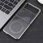 For Samsung Galaxy Z Flip4 6D Plated Carbon Fiber Clear Magsafe PC Phone Case(Titanium Grey) - 2