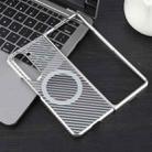 For Samsung Galaxy Z Fold5 6D Plated Carbon Fiber Clear Magsafe PC Phone Case(Starlight Silver) - 2