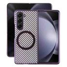 For Samsung Galaxy Z Fold5 6D Plated Carbon Fiber Clear Magsafe PC Phone Case(Aurora Purple) - 1