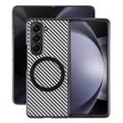 For Samsung Galaxy Z Fold5 6D Plated Carbon Fiber Clear Magsafe PC Phone Case(Starry Black) - 1