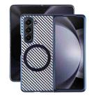 For Samsung Galaxy Z Fold5 6D Plated Carbon Fiber Clear Magsafe PC Phone Case(Dream Blue) - 1