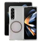 For Samsung Galaxy Z Fold4 6D Plated Carbon Fiber Clear Magsafe PC Phone Case(Starlight Silver) - 1