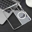 For Samsung Galaxy Z Fold4 6D Plated Carbon Fiber Clear Magsafe PC Phone Case(Starlight Silver) - 3