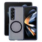 For Samsung Galaxy Z Fold4 6D Plated Carbon Fiber Clear Magsafe PC Phone Case(Dream Blue) - 1