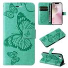 For iPhone SE 2024 3D Butterfly Embossed Pattern Flip Leather Phone Case(Green) - 1