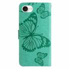 For iPhone SE 2024 3D Butterfly Embossed Pattern Flip Leather Phone Case(Green) - 3