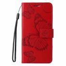 For iPhone SE 2024 3D Butterfly Embossed Pattern Flip Leather Phone Case(Red) - 2