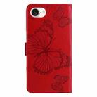 For iPhone SE 2024 3D Butterfly Embossed Pattern Flip Leather Phone Case(Red) - 3