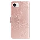 For iPhone 16e 3D Butterfly Embossed Pattern Flip Leather Phone Case(Rose Gold) - 3
