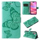 For iPhone 16 3D Butterfly Embossed Pattern Flip Leather Phone Case(Green) - 1