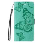 For iPhone 16 3D Butterfly Embossed Pattern Flip Leather Phone Case(Green) - 2