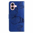 For iPhone 16 3D Butterfly Embossed Pattern Flip Leather Phone Case(Blue) - 3