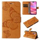 For iPhone 16 3D Butterfly Embossed Pattern Flip Leather Phone Case(Yellow) - 1