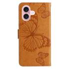 For iPhone 16 3D Butterfly Embossed Pattern Flip Leather Phone Case(Yellow) - 3