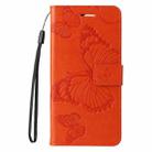 For iPhone 16 3D Butterfly Embossed Pattern Flip Leather Phone Case(Orange) - 2