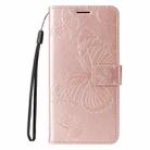 For iPhone 16 3D Butterfly Embossed Pattern Flip Leather Phone Case(Rose Gold) - 2