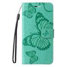 For iPhone 16 Plus 3D Butterfly Embossed Pattern Flip Leather Phone Case(Green) - 2