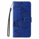 For iPhone 16 Plus 3D Butterfly Embossed Pattern Flip Leather Phone Case(Blue) - 2