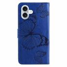 For iPhone 16 Plus 3D Butterfly Embossed Pattern Flip Leather Phone Case(Blue) - 3