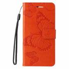 For iPhone 16 Plus 3D Butterfly Embossed Pattern Flip Leather Phone Case(Orange) - 2