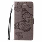 For iPhone 16 Plus 3D Butterfly Embossed Pattern Flip Leather Phone Case(Grey) - 2