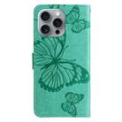 For iPhone 16 Pro Max 3D Butterfly Embossed Pattern Flip Leather Phone Case(Green) - 3