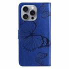 For iPhone 16 Pro Max 3D Butterfly Embossed Pattern Flip Leather Phone Case(Blue) - 3