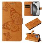 For iPhone 16 Pro Max 3D Butterfly Embossed Pattern Flip Leather Phone Case(Yellow) - 1