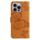 For iPhone 16 Pro Max 3D Butterfly Embossed Pattern Flip Leather Phone Case(Yellow) - 3