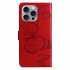 For iPhone 16 Pro Max 3D Butterfly Embossed Pattern Flip Leather Phone Case(Red) - 3