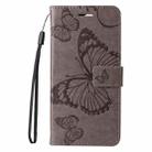 For iPhone 16 Pro Max 3D Butterfly Embossed Pattern Flip Leather Phone Case(Grey) - 2