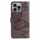 For iPhone 16 Pro Max 3D Butterfly Embossed Pattern Flip Leather Phone Case(Grey) - 3