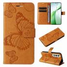 For OnePlus Nord CE4 3D Butterfly Embossed Flip Leather Phone Case(Yellow) - 1