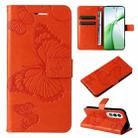 For OnePlus Nord CE4 3D Butterfly Embossed Flip Leather Phone Case(Orange) - 1