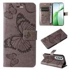 For OnePlus Nord CE4 3D Butterfly Embossed Flip Leather Phone Case(Grey) - 1