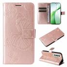 For OnePlus Nord CE4 3D Butterfly Embossed Flip Leather Phone Case(Rose Gold) - 1