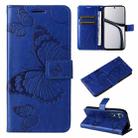 For Realme C65 4G 3D Butterfly Embossed Flip Leather Phone Case(Blue) - 1