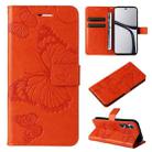 For Realme C65 4G 3D Butterfly Embossed Flip Leather Phone Case(Orange) - 1