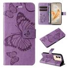 For vivo V29e Global / Y200 5G Global 3D Butterfly Embossed Flip Leather Phone Case(Purple) - 1