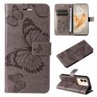 For vivo V29e Global / Y200 5G Global 3D Butterfly Embossed Flip Leather Phone Case(Grey) - 1