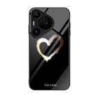 For Huawei Pura 70 Pro Colorful Painted Glass Phone Case(Black Love) - 1