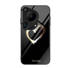 For Huawei Pura 70 Ultra Colorful Painted Glass Phone Case(Black Love) - 1