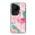 For Huawei Pura 70 Ultra Colorful Painted Glass Phone Case(Flamingo) - 1